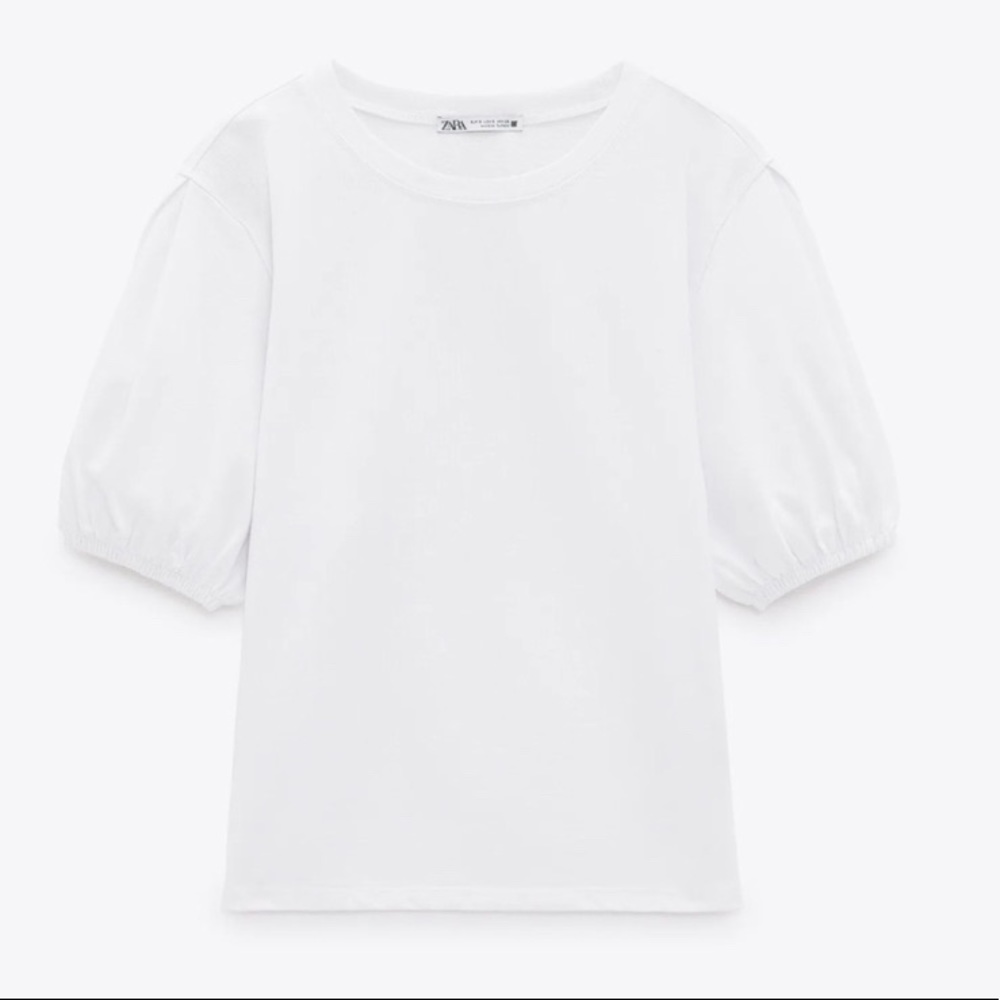 White Zara puff sleeve tee
